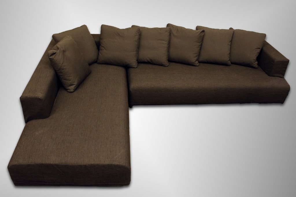 Ligne Roset Opium Sectional Sofa with Cover: American, 20th century/Contemporary. Designer Ligne Roset "Opium" sectional or sofa and chaise with new custom fabric cover in chocolate brown from manufacturer (see photos). Modern styled sectional o