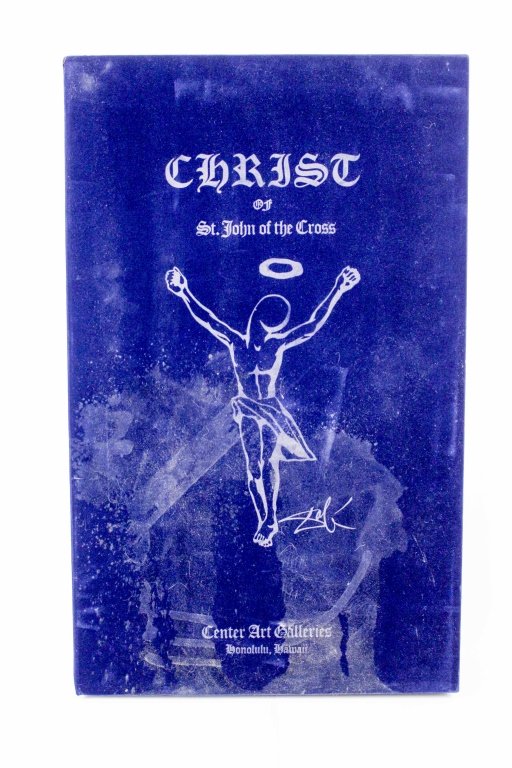 Dali, "Christ St. John of the Cross" Bas Relief: Salvador Dali (Spanish, 1904-1989), "Christ of St. John of the Cross", silvered metal bas relief wall hanging sculpture, after the painting of the same name. Silver edition numbered lower left "18/125