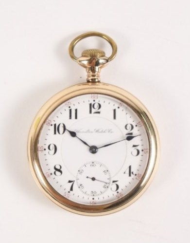 Hamilton Gold Filled Pocket Watch: Hamilton Watch Co. gold filled pocket watch. Marked with serial number "3529003". Movement reads "HAMILTON WATCH CO. LANCASTER PA 21 JEWELS". Movement serial number 388691. Case measures approximately