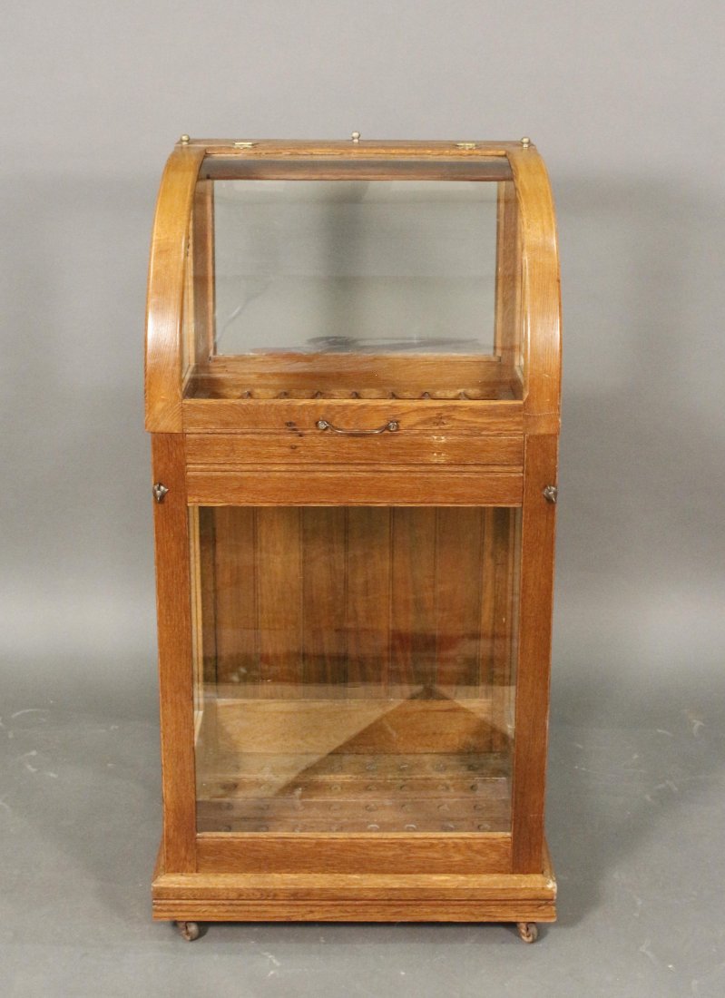 Early 20th C. Oak Walking Cane Display Case