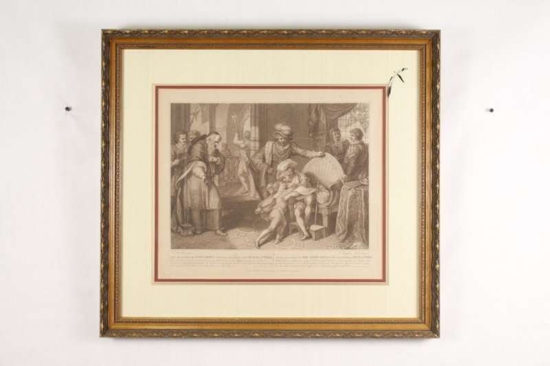 18th Century Engraving of King Edward V & Brother: "The Meeting of Edward V, and His Brother the Duke of York", engraving by Francesco Bartolozzi (Italian, 1727-1815) after the painting by Johann Heinrich Ramberg (German, 1763-1840), published in Lond