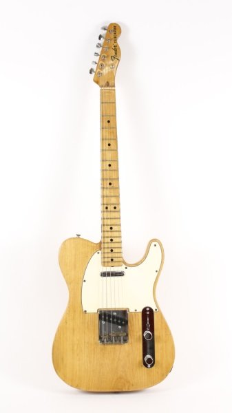 '69 Fender Telecaster Electric Guitar, Natural: A 1969 (possibly 1970) Fender Telecaster solid body electric guitar, serial # 274605, with a natural finish ash body, maple neck, cream colored scratch plate, ebony dot fret markers, and chrome bridge