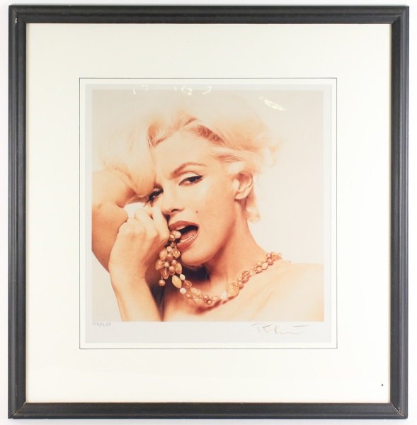 Bert Stern, Marilyn Monroe Photo Print, Signed: Bert Stern (American, 1929-2013), "'Marilyn Monroe, Biting Necklace" -1962, chromogene print, signed lower right, numbered lower left "110/250". Print depicting iconic image of the actress, model and