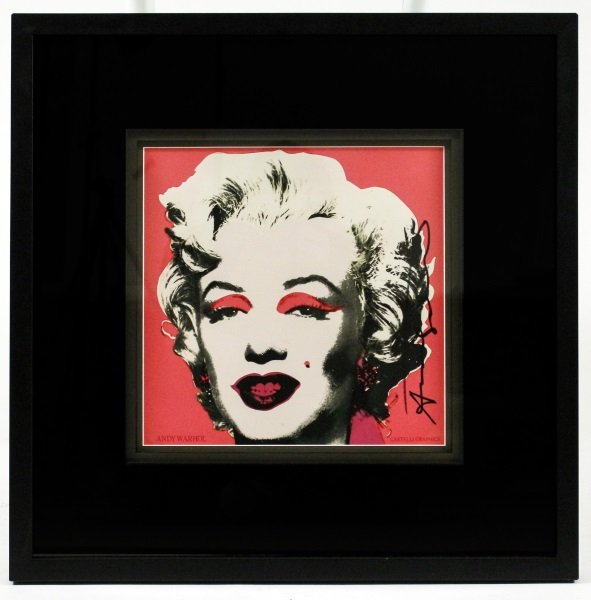 Andy Warhol "Marilyn" Castelli Graphics, Signed: Andy Warhol (American, 1928-1987), "Marilyn"-1981 offset lithograph on paper for Castelli Graphics invitation, published in 1981, signed in black at right. Pop Art work depicting the iconic celebrity 