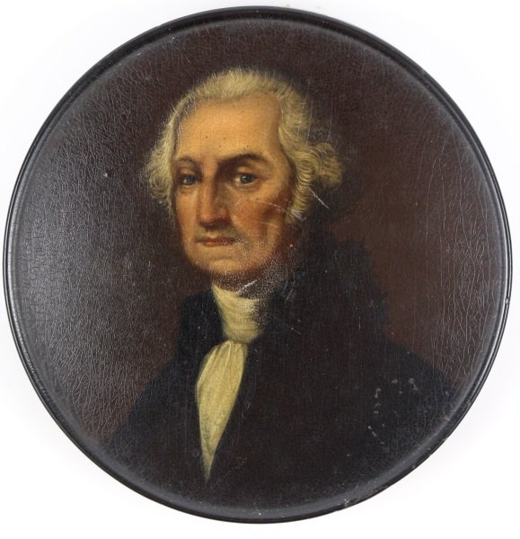 Stobwassers Fabrik George Washington Snuff Box: German, circa 1820s. A Fine German Stobwasser lacquered papier machÃ© snuff box painted with a historical portrait of George Washington, the interior lid with title in red and â€˜6273,â€™ t