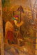 19th C. Leather Scenic Painted 4 Panel Screen - 2
