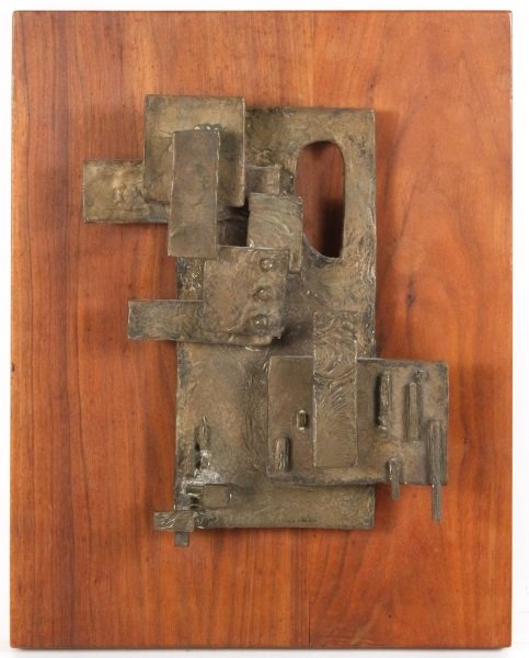 American School Bronze/Wood Modern Wall Sculpture (1 of 8)