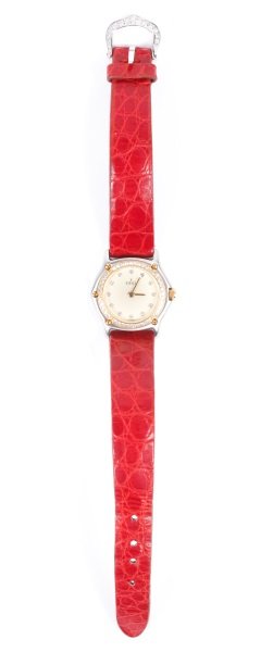 Ladies Ebel Watch w/Diamond Bezel & Red Band (1 of 8)
