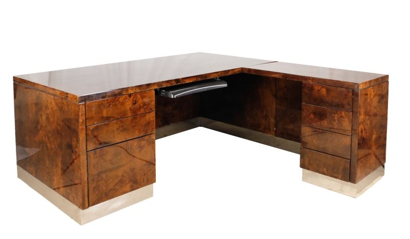 Custom Made Burl & Chrome Executive Desk (1 of 10)