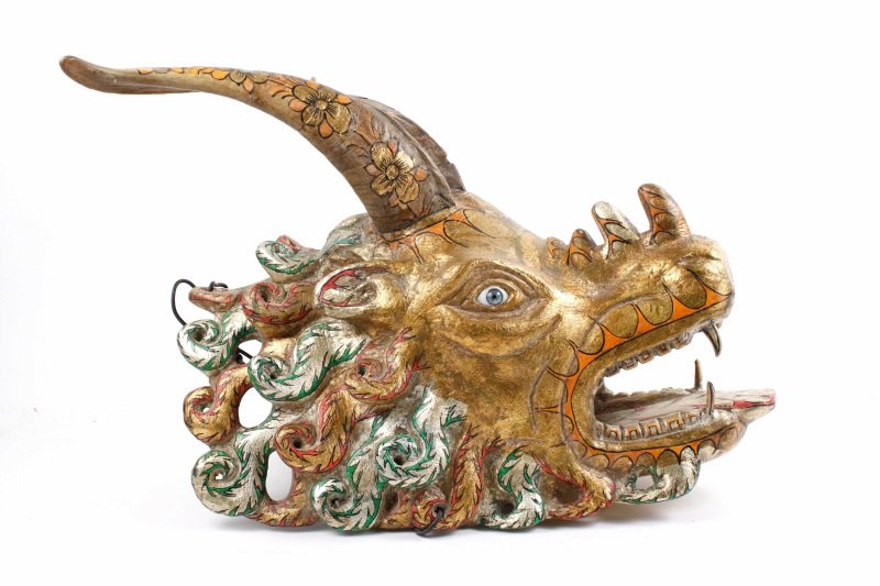 Mexican Carved Wood Ram/Boar Carnival Mask (1 of 9)