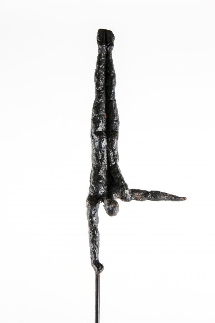 Modernist Iron Acrobat Sculpture on Stone Base (1 of 8)
