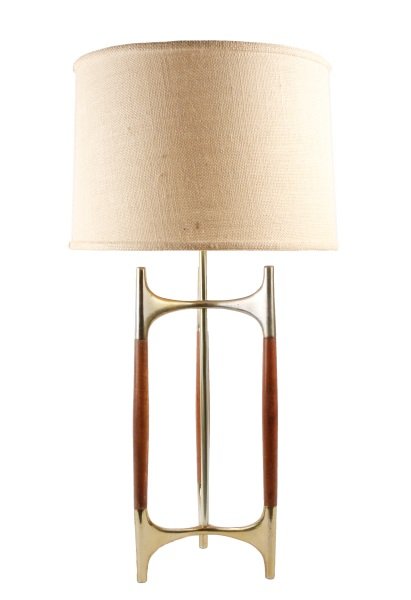 Gerald Thurston Tripod Wood & Brass Lamp (1 of 6)