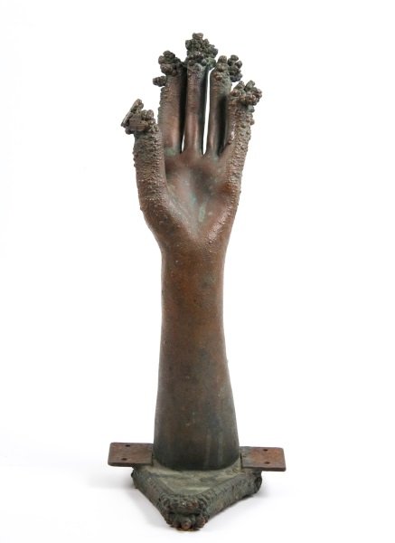 Modern Iron Sculpture of Hand, Unsigned (1 of 9)