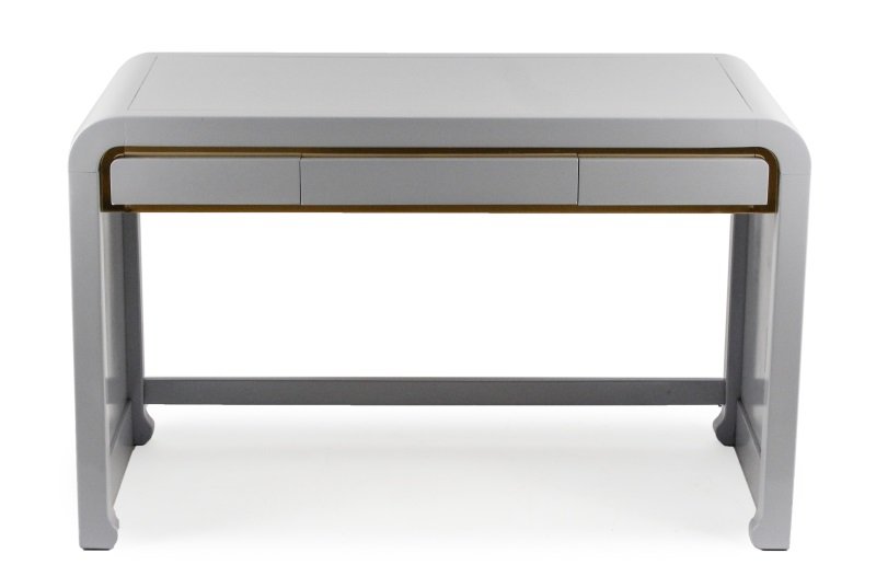 Modernist Gray Lacquered & Chrome Desk by Drexel (1 of 10)