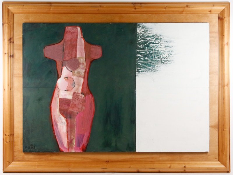 Carl Kohler, "Red Torso", Figural Oil on Board (1 of 7)