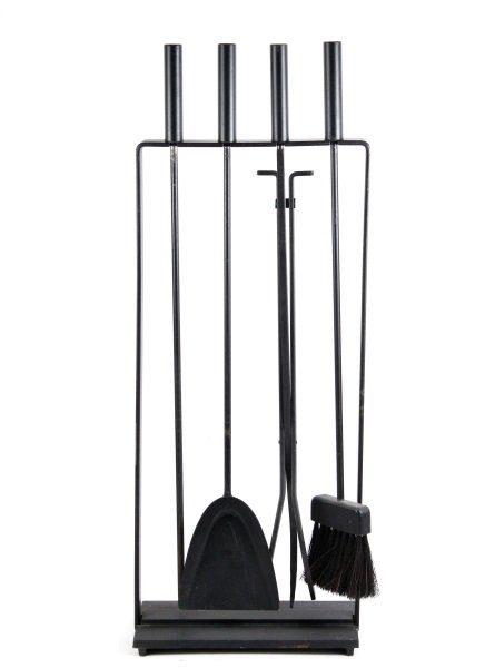 Modernist Cast Iron Fire Tools on Stand (1 of 7)