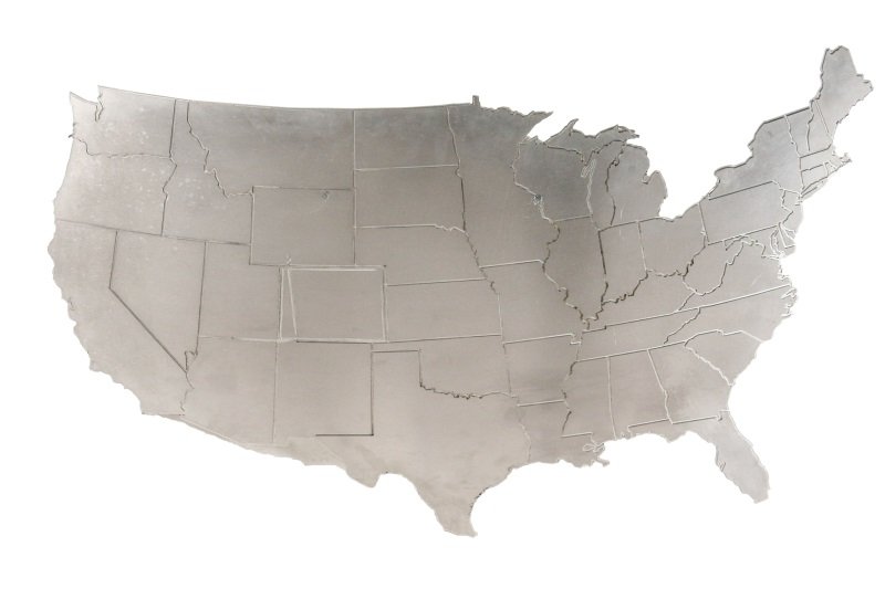 Modern Aluminum Wall Sculpture of USA Map (1 of 10)