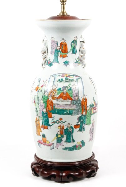 19th C. Chinese Famille Rose Vase Lamp (1 of 10)