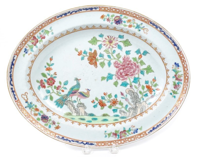Chinese Export Porcelain Oval Platter Peacocks (1 of 9)