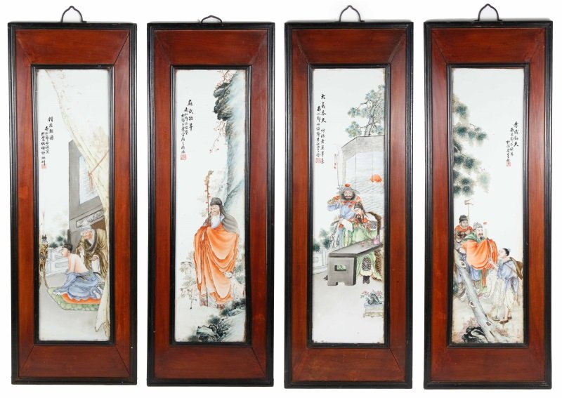 Four Large Chinese Figural Porcelain Wall Plaques (1 of 10)