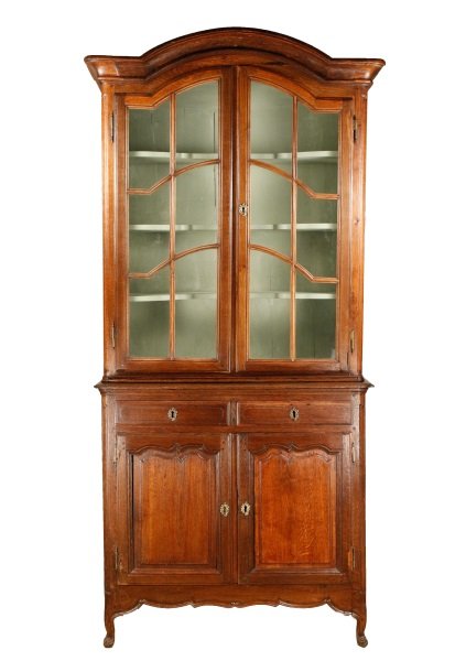French 19th C. Oak Breakfront Display Cabinet (1 of 8)
