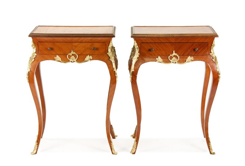 Pair of Louis XV Style Burled Walnut Side Tables (1 of 10)
