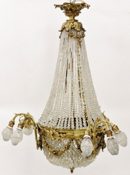 French Empire Gilt Bronze Basket Chandelier (1 of 5)