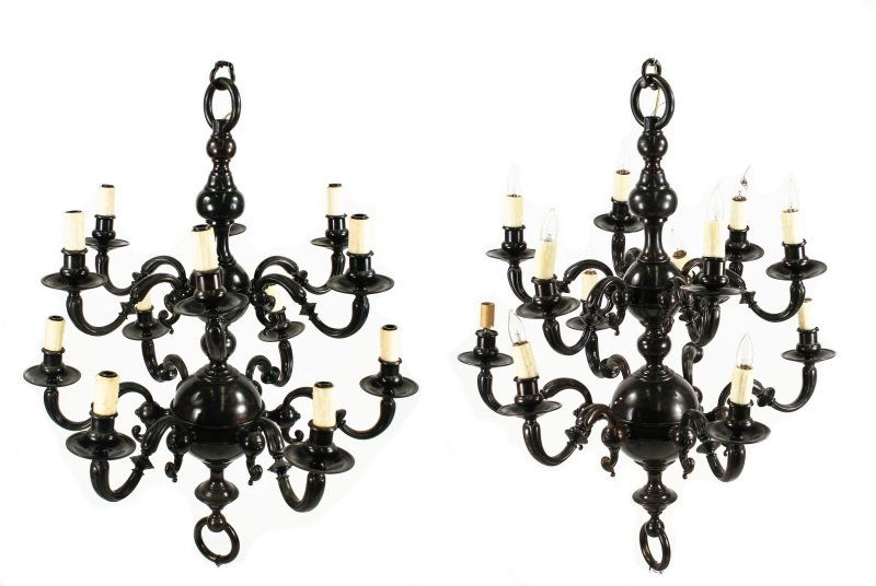 Pair of Dutch Baroque Style 12 Light Chandeliers (1 of 6)