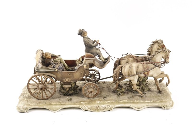 Antonio Borsato Porcelain Horse Drawn Coach, Italy (1 of 10)