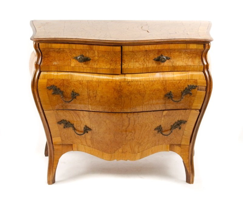 Italian Olivewood Bombe Commode w/4 Drawers (1 of 9)