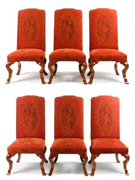 Set of 6 Custom Made Tall Back Dining Chairs (1 of 6)