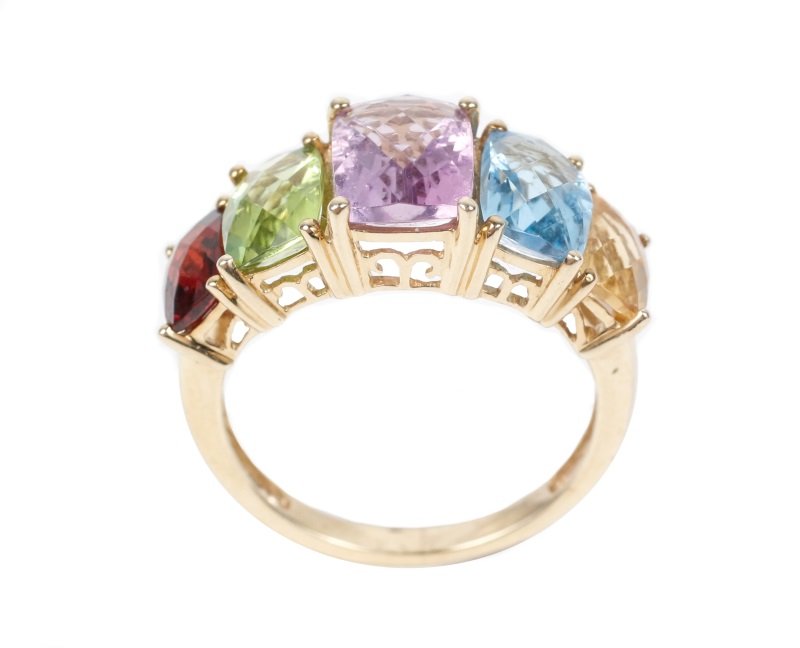 Ladies 14k Gold & Multicolored Gemstone Ring (1 of 8)