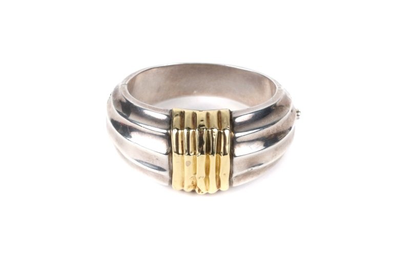 Italian 18k Yellow Gold & Sterling Hinged Bracelet (1 of 10)