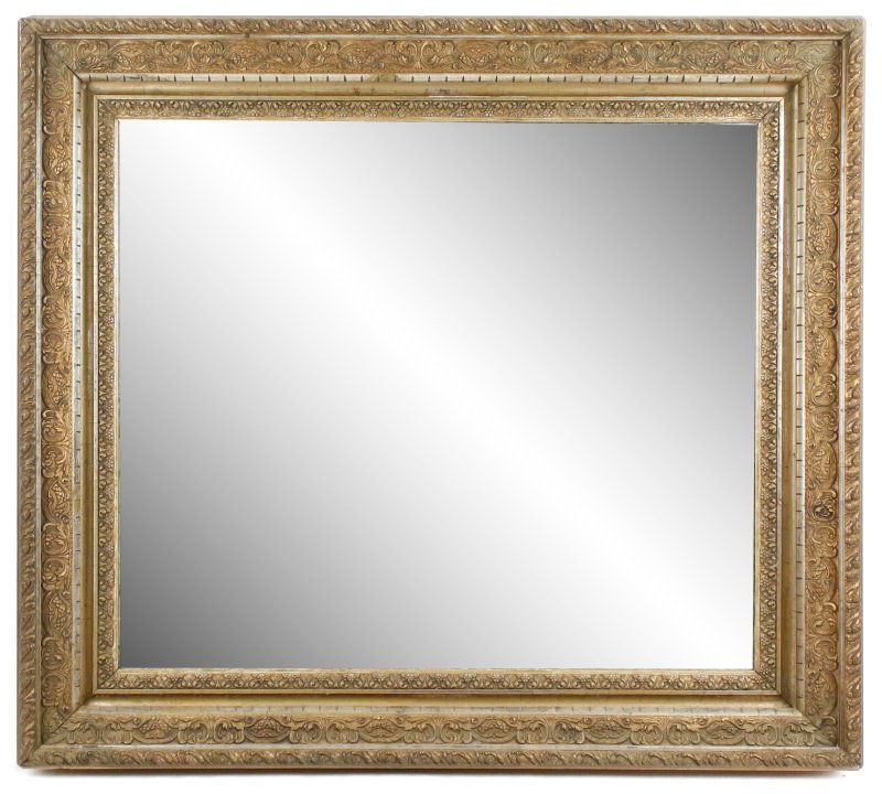 Heavy Giltwood Gesso Rectangular Wall Mirror (1 of 4)