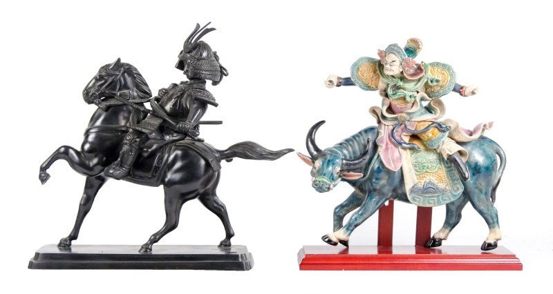 Group of 2 Asian Sculptures of Riders on Animals (1 of 10)