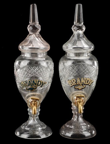 Group of 2 Cut Glass Lidded Brandy Dispensers (1 of 10)