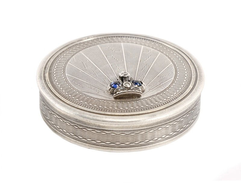 Faberge Silver & Jeweled Pill Box, Henrik Wigstrom