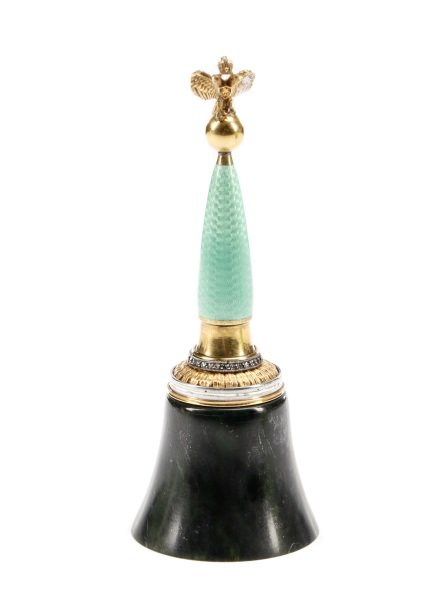 Faberge Nephrite Jade, Guilloche & Diamond Bell (1 of 7)