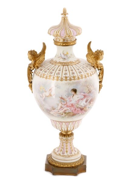 Sevres Style Ormolu Mounted Porcelain Vase w/Cover (1 of 10)
