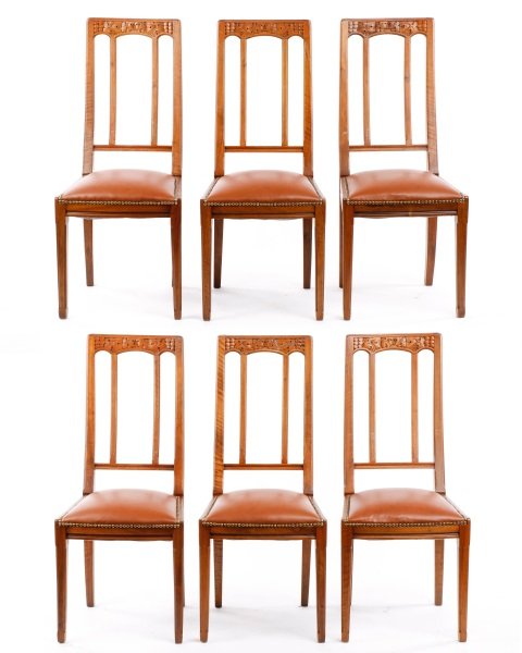 Set of 6 Art Nouveau Louis Majorelle Side Chairs (1 of 7)