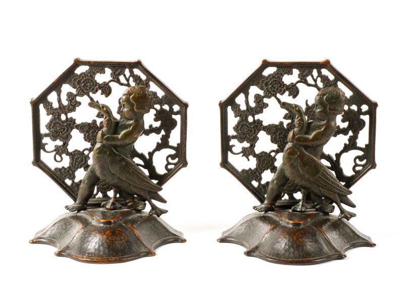 Pair of Bronze Oscar B. Bach Figural Bookends (1 of 7)