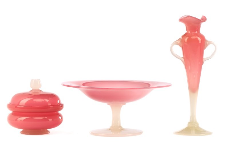 3 Pieces of Steuben Rosaline & Alabaster Glass (1 of 6)