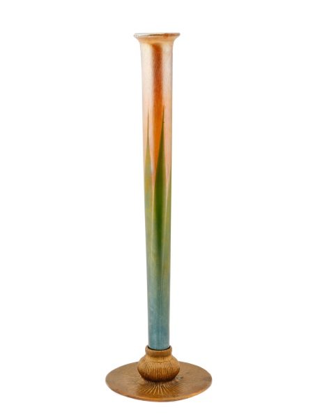 Tiffany Studios Art Glass & Gilt Bronze StickVase (1 of 10)