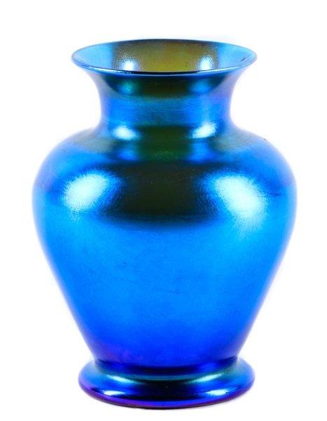 Louis Comfort Tiffany Blue Favrile Vase, Signed (1 of 6)