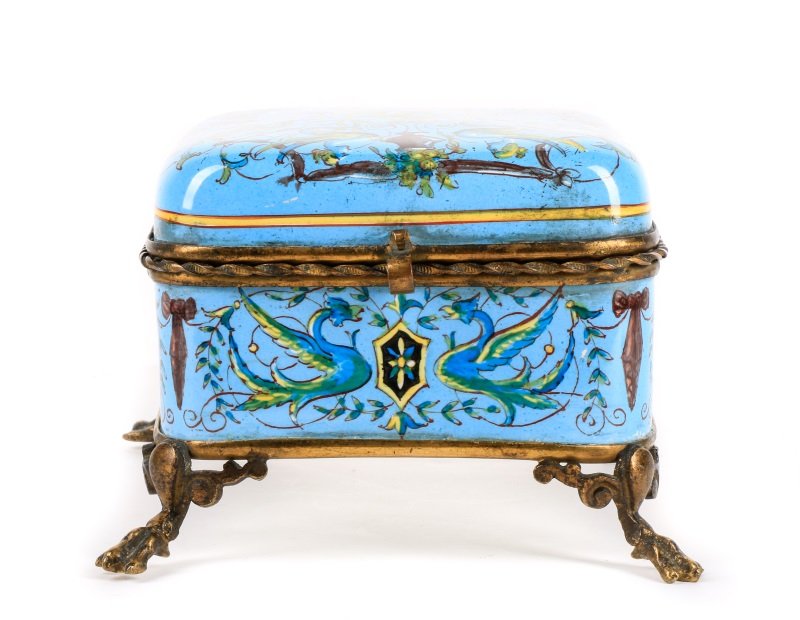 French Enameled & Gilt Metal Mounted Table Casket (1 of 10)