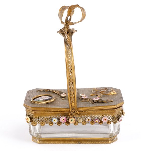 Continental Gilt Metal, Porcelain & Enamel Basket (1 of 9)