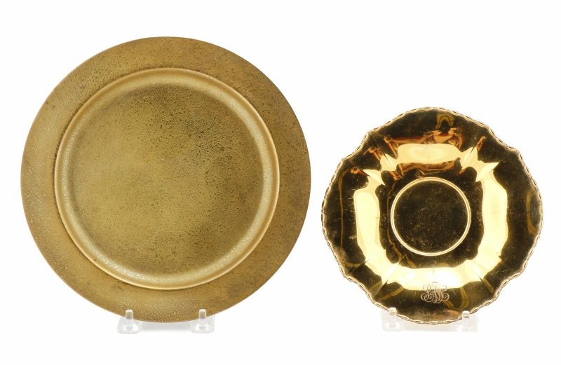Tiffany & Tiffany Studios, 2 Plates, Bronze & Gold (1 of 7)