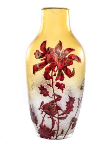 Large Mont Joye Chipped Ice Cameo Art Glass Vase (1 of 9)