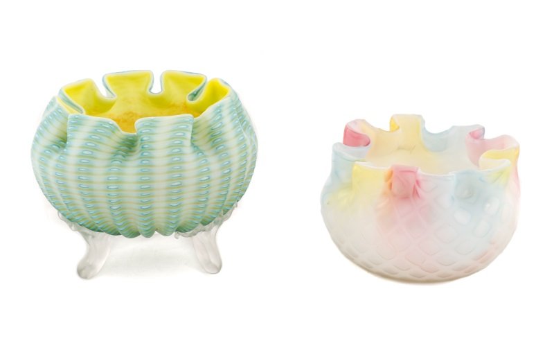 Two English Victorian Art Glass Rose Bowls (1 of 9)