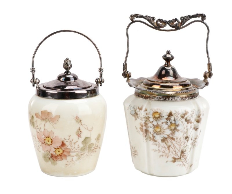 2 Mt. Washington Biscuit Jars w/ Silver Plate Lids (1 of 7)